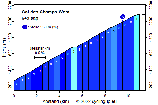 Profil Col des Champs-West