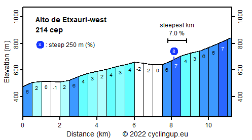 Profile Alto de Etxauri-west