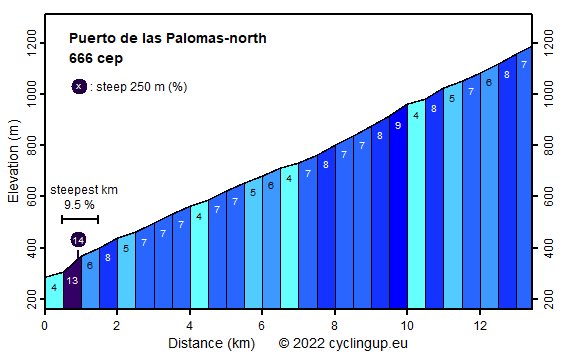 Profile Puerto de las Palomas-north
